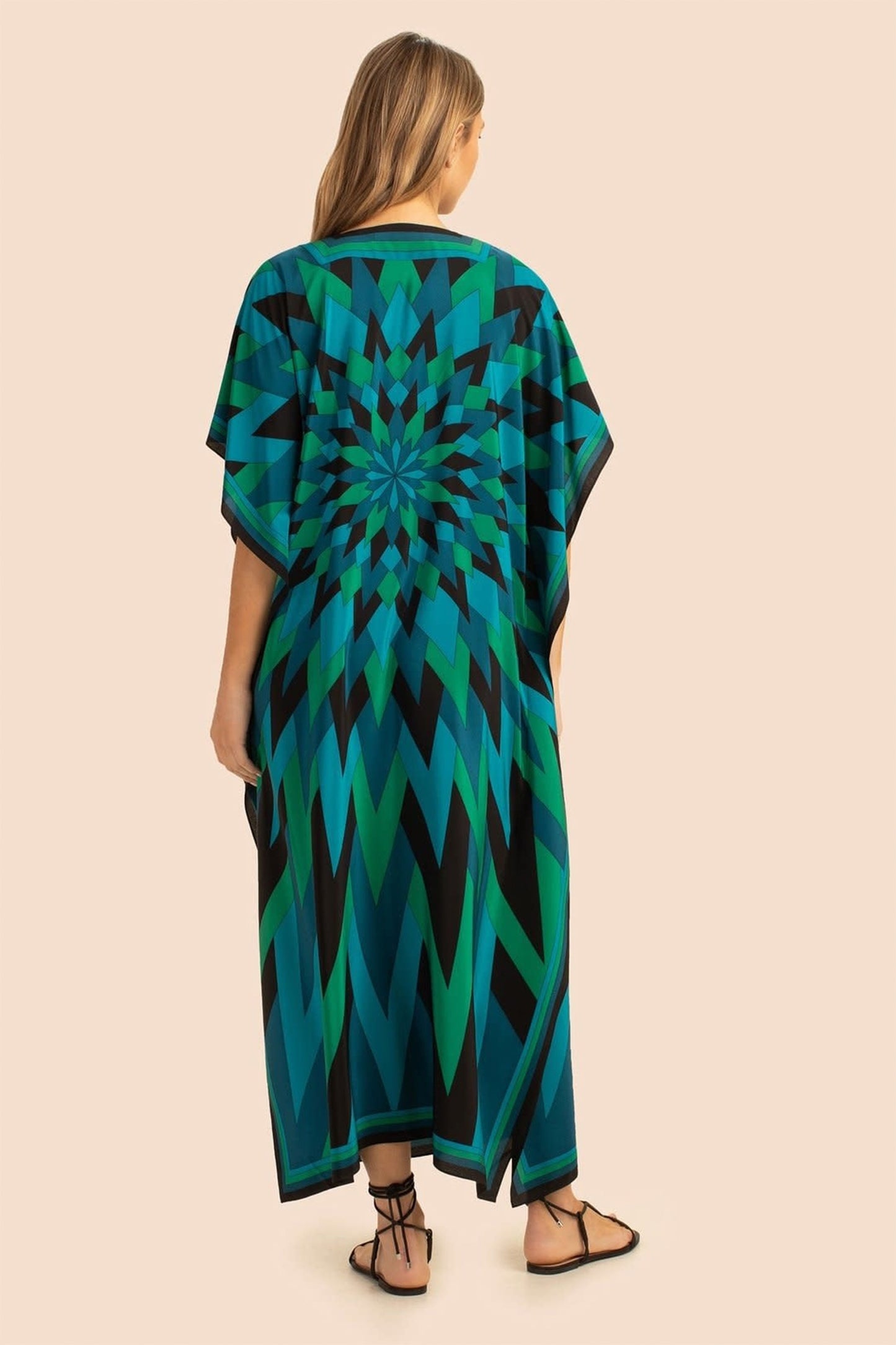 Resort Wear Green Kaftan Dress