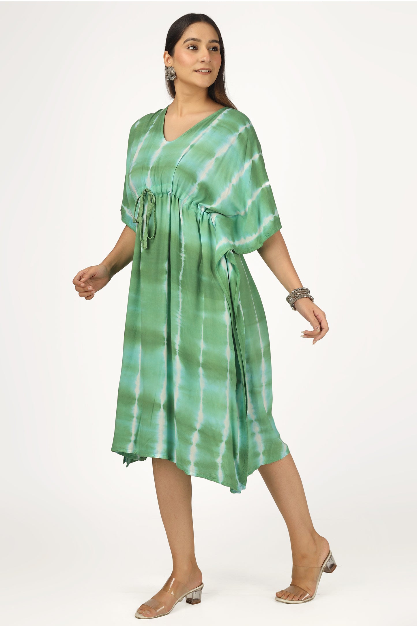 Botanical Bliss | Green Shibori Tie Dye Short Kimono