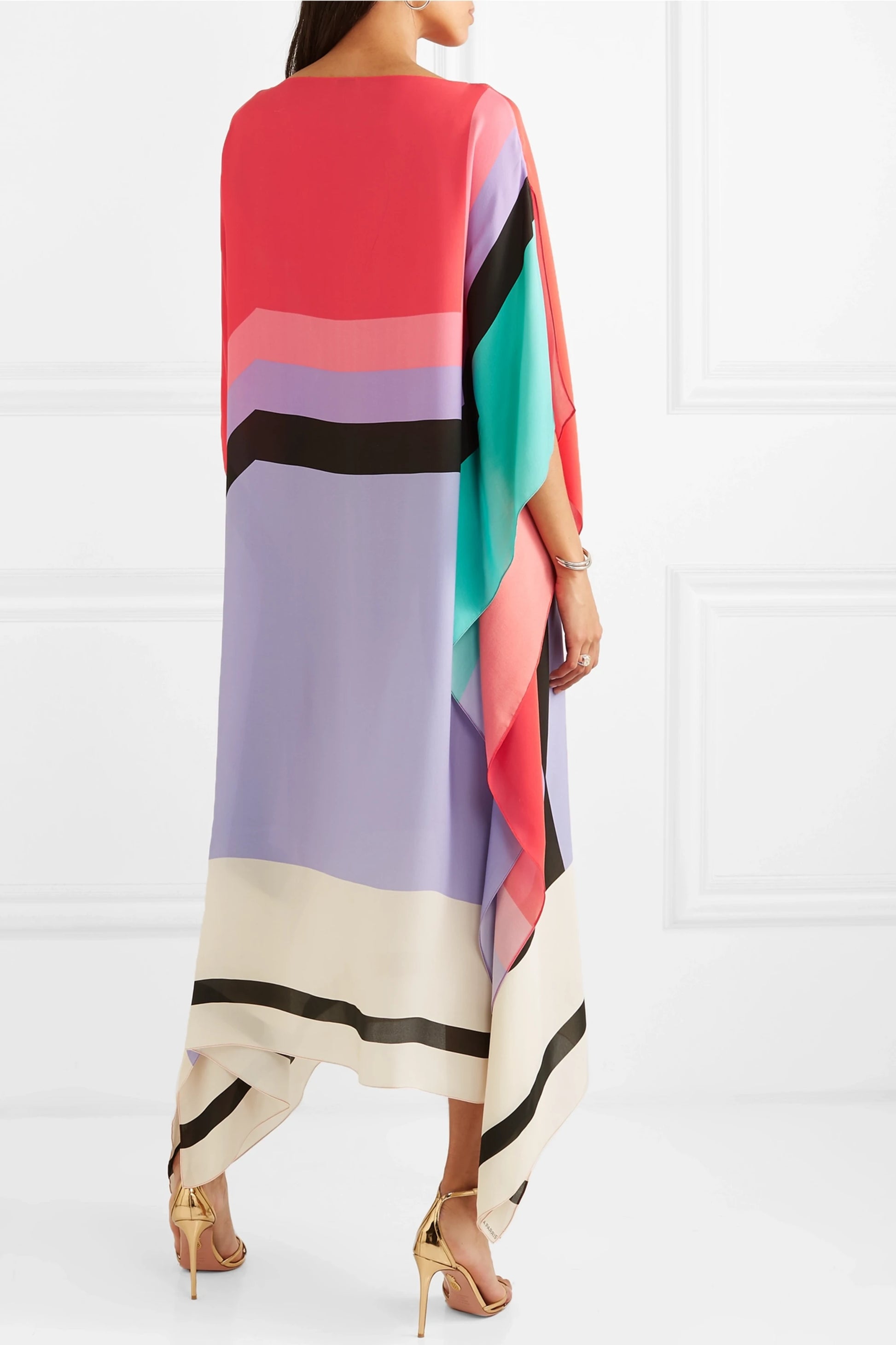 Earthen Threads Party Wear Beach Kaftan Kimono Crepe Dress-J5600