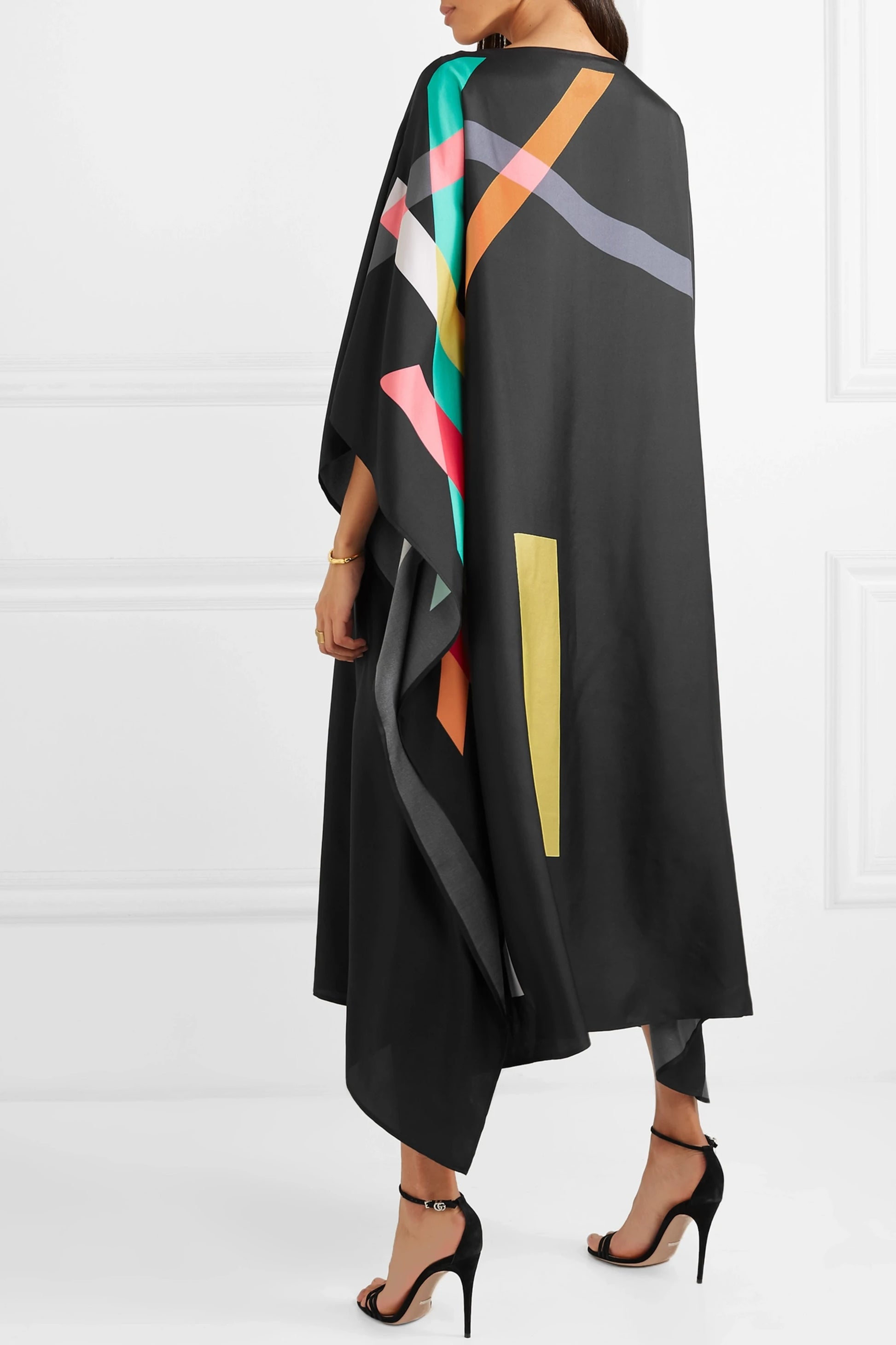 Earthen Threads Party Wear Beach Kaftan Kimono Crepe Dress-J5599